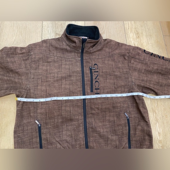 Cinch Men's Brown Softshell Jacket Full Zip Logo SZ Large Stretch Bonded - Picture 10 of 15